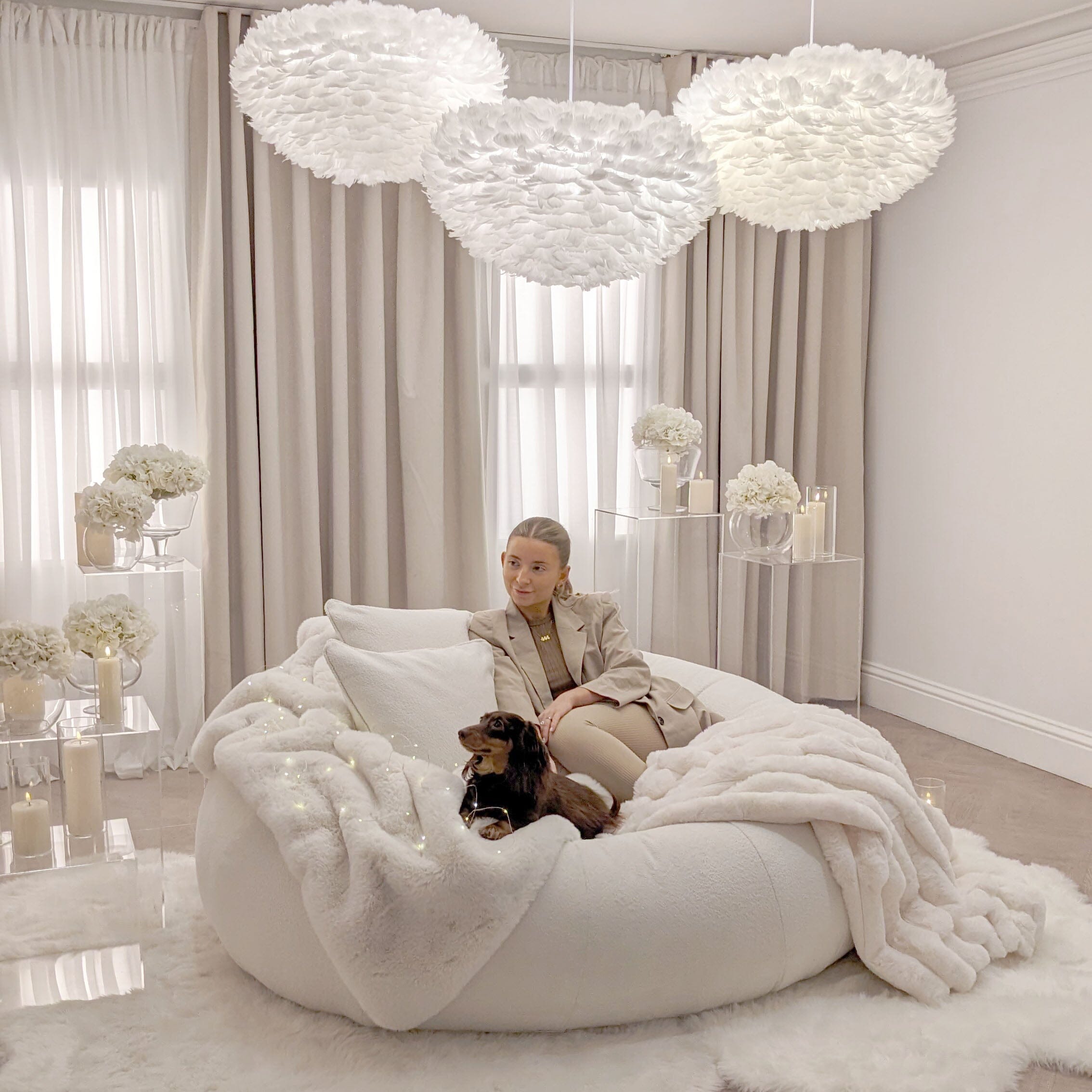 Snuggle Cream Boucle Round Nest Sofa