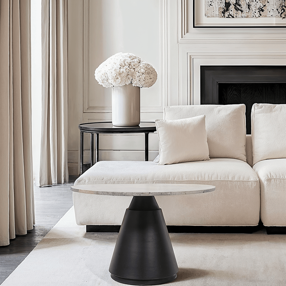 Valiona Medium Black & Marble Coffee Table